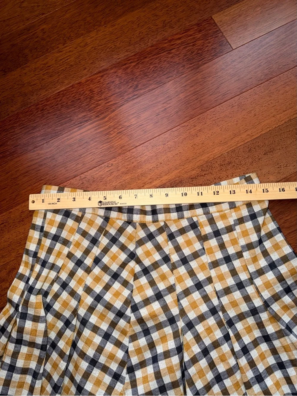 Free People Mustard, Black & White Plaid Skater Skirt - Picture 5 of 7